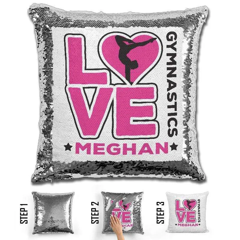 Personalized LOVE Gymnastics Magic Sequin Pillow