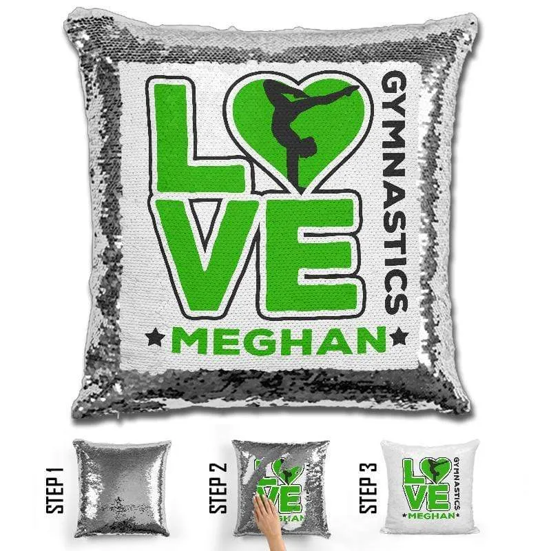 Personalized LOVE Gymnastics Magic Sequin Pillow