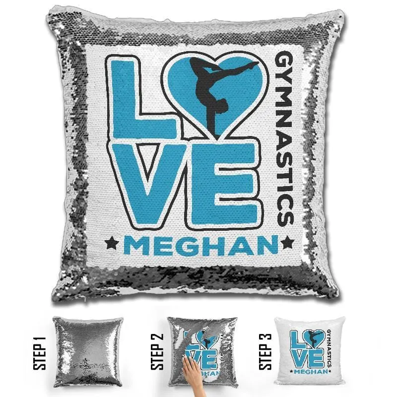 Personalized LOVE Gymnastics Magic Sequin Pillow