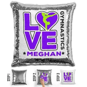 Personalized LOVE Gymnastics Magic Sequin Pillow