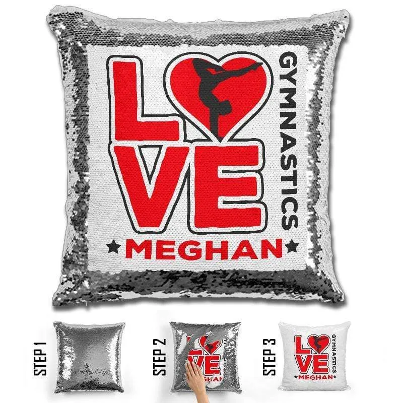 Personalized LOVE Gymnastics Magic Sequin Pillow