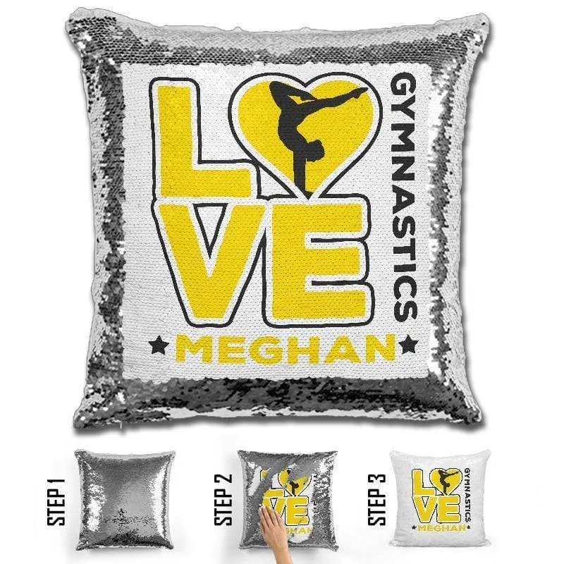 Personalized LOVE Gymnastics Magic Sequin Pillow