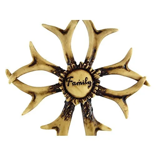 Pine Ridge Deer Antler Sheds Wall Hanging Cross Inscribed "Family" - Authentic Chic Natural Western Style Real Deer Antler Wall Cross Decor