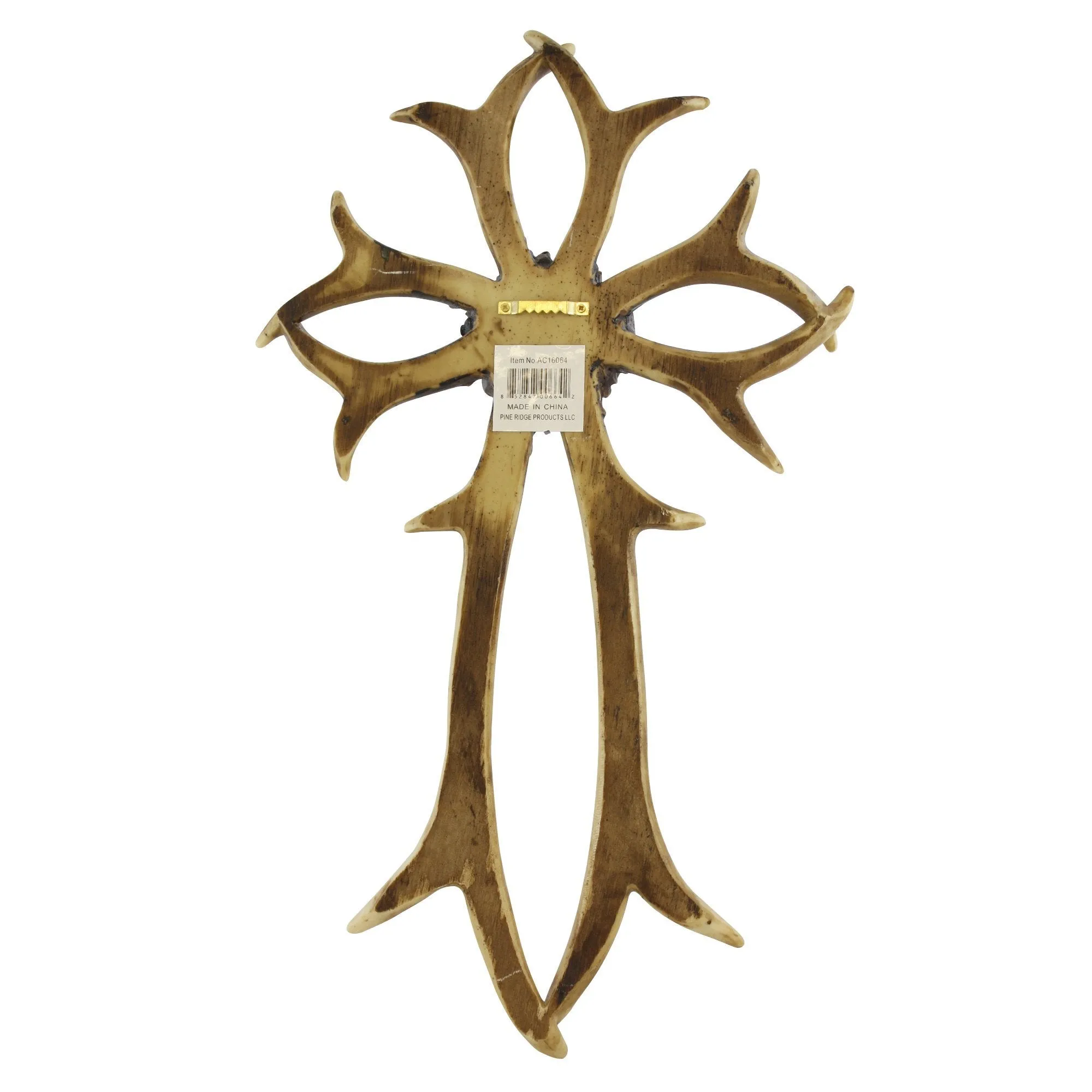 Pine Ridge Deer Antler Sheds Wall Hanging Cross Inscribed "Family" - Authentic Chic Natural Western Style Real Deer Antler Wall Cross Decor