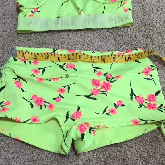 Pink sport XS floral two piece sports bra and shorts athletic set.
