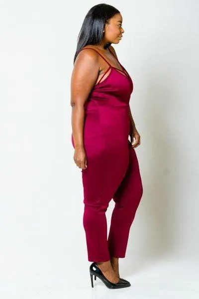 Plus Size Elegant Strappy Sexy Deep V Jumpsuit [SALE]