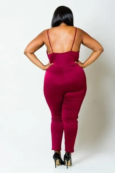 Plus Size Elegant Strappy Sexy Deep V Jumpsuit [SALE]