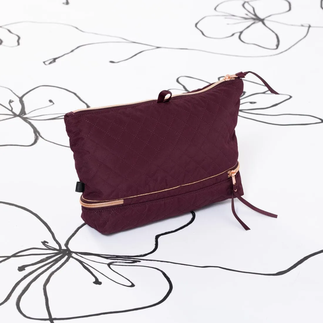Pochette multi compartiments de danse bordeaux pour chaussons et accessoires