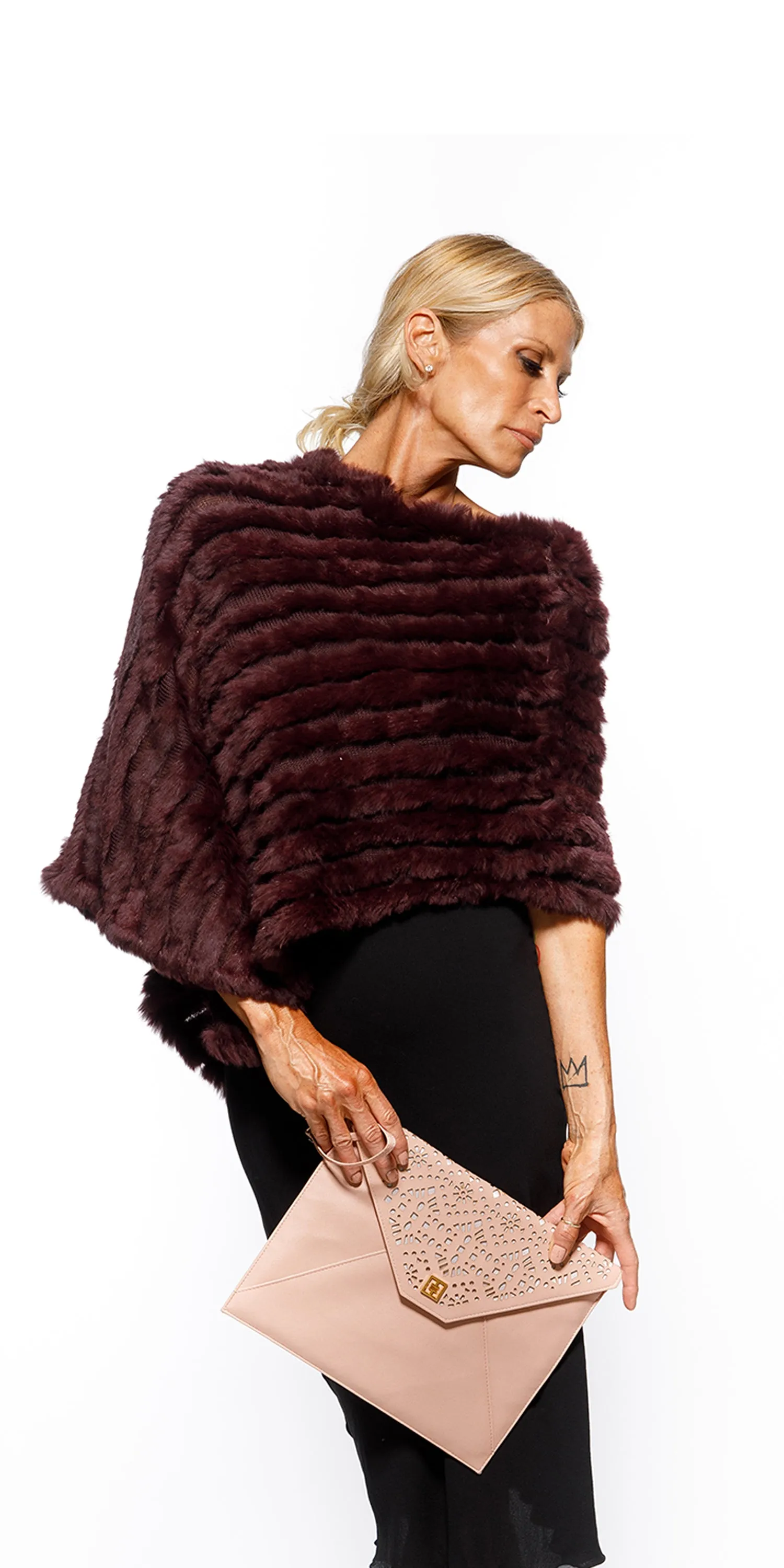 RABBIT FUR PONCHO
