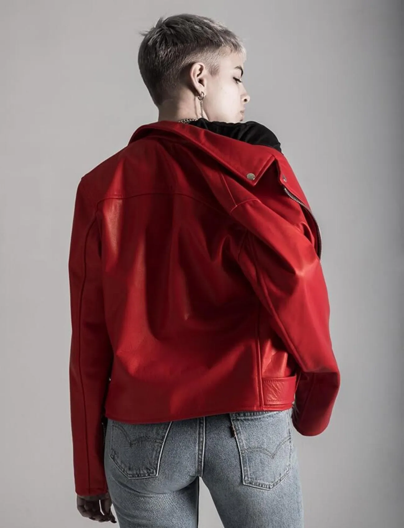 RED BIKER JACKET