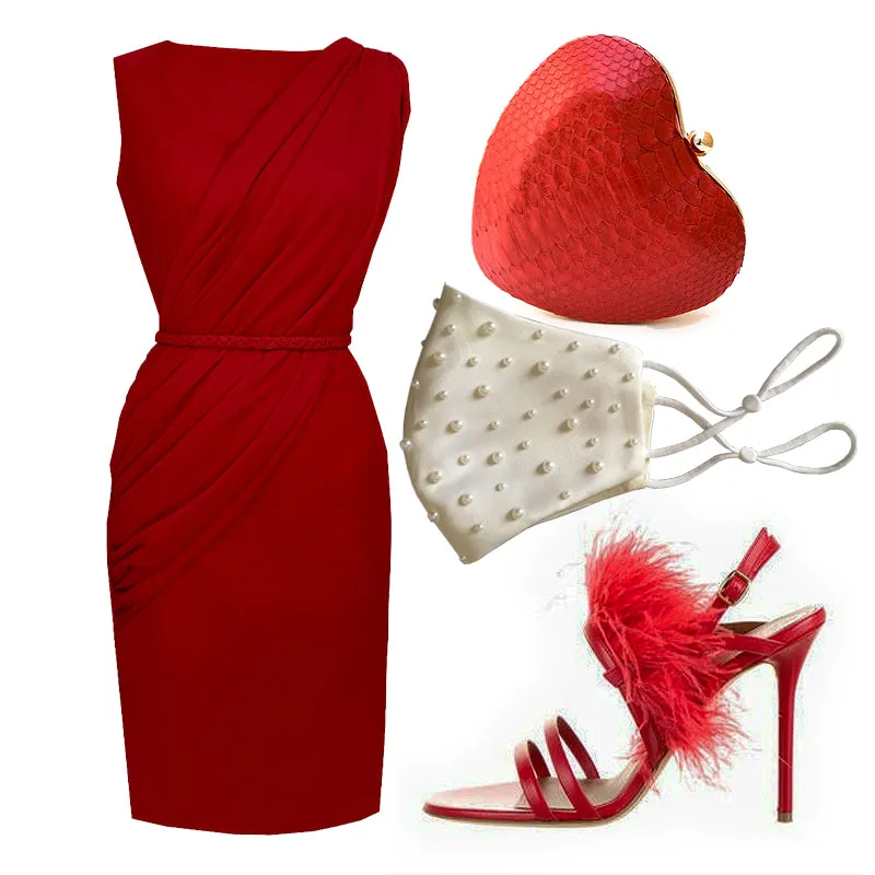 Red Draped Dress - Alexandria