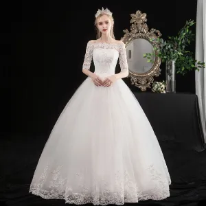 Red Wedding Dresses Elegant Boat Neck Vestido De Noiva Classic Lace