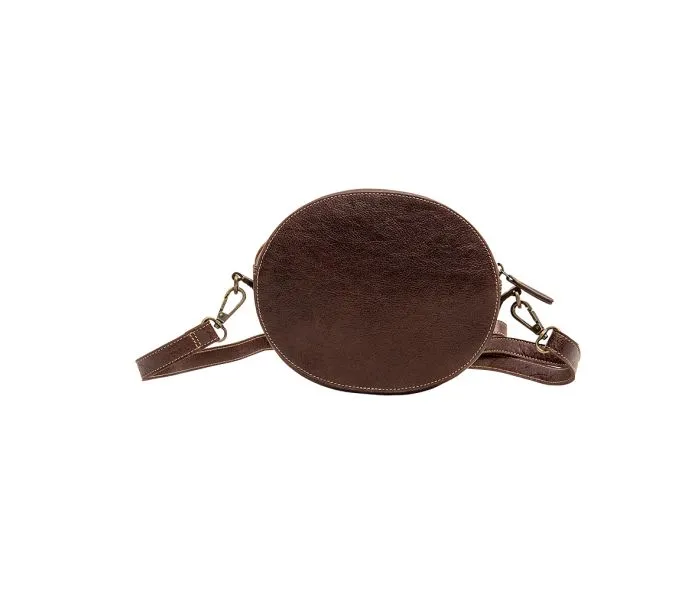 Round Hand-Tooled Crossbody