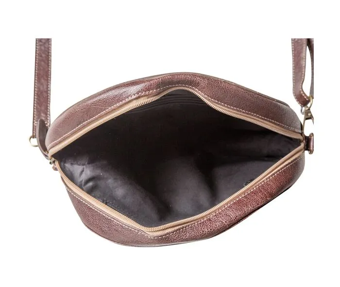 Round Hand-Tooled Crossbody