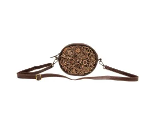 Round Hand-Tooled Crossbody