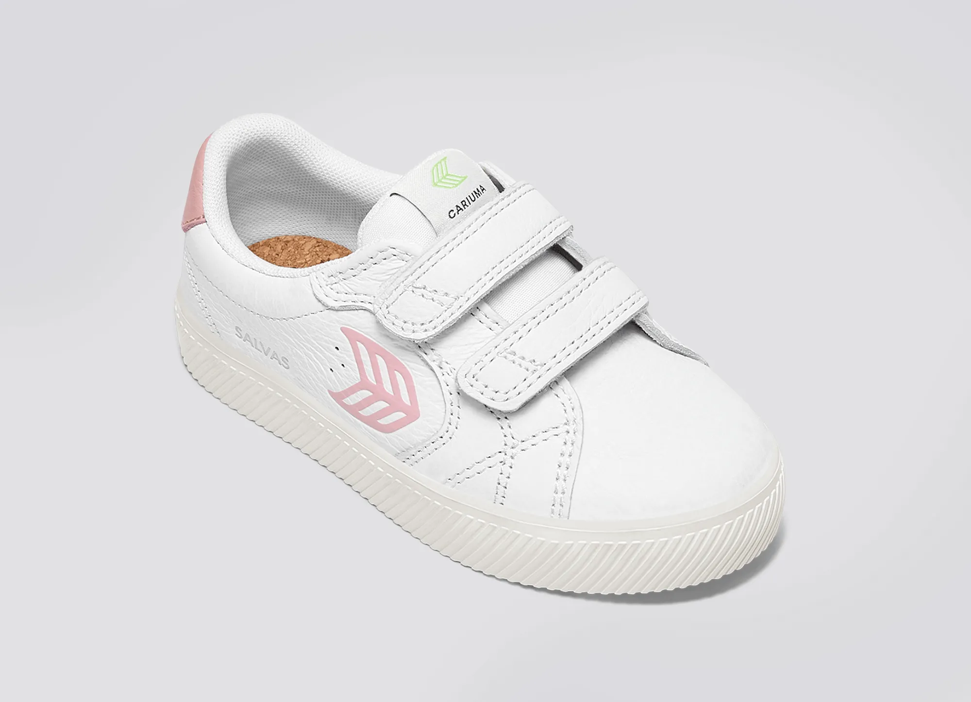 SALVAS White Premium Leather Rose Logo Sneaker Kids