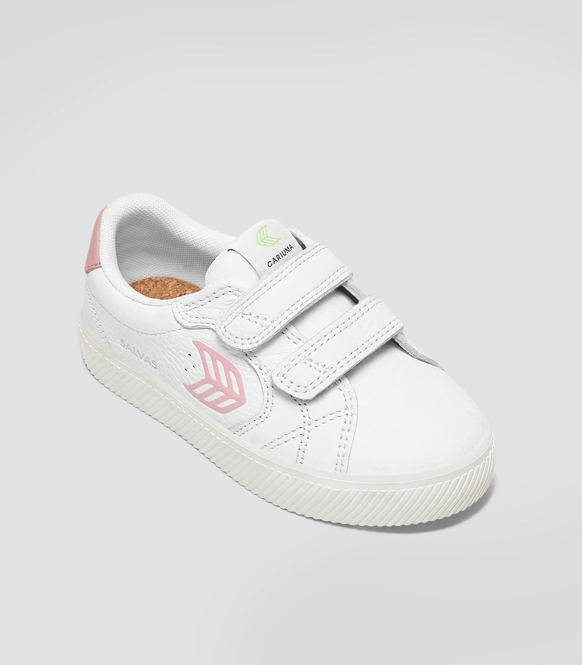 SALVAS White Premium Leather Rose Logo Sneaker Kids
