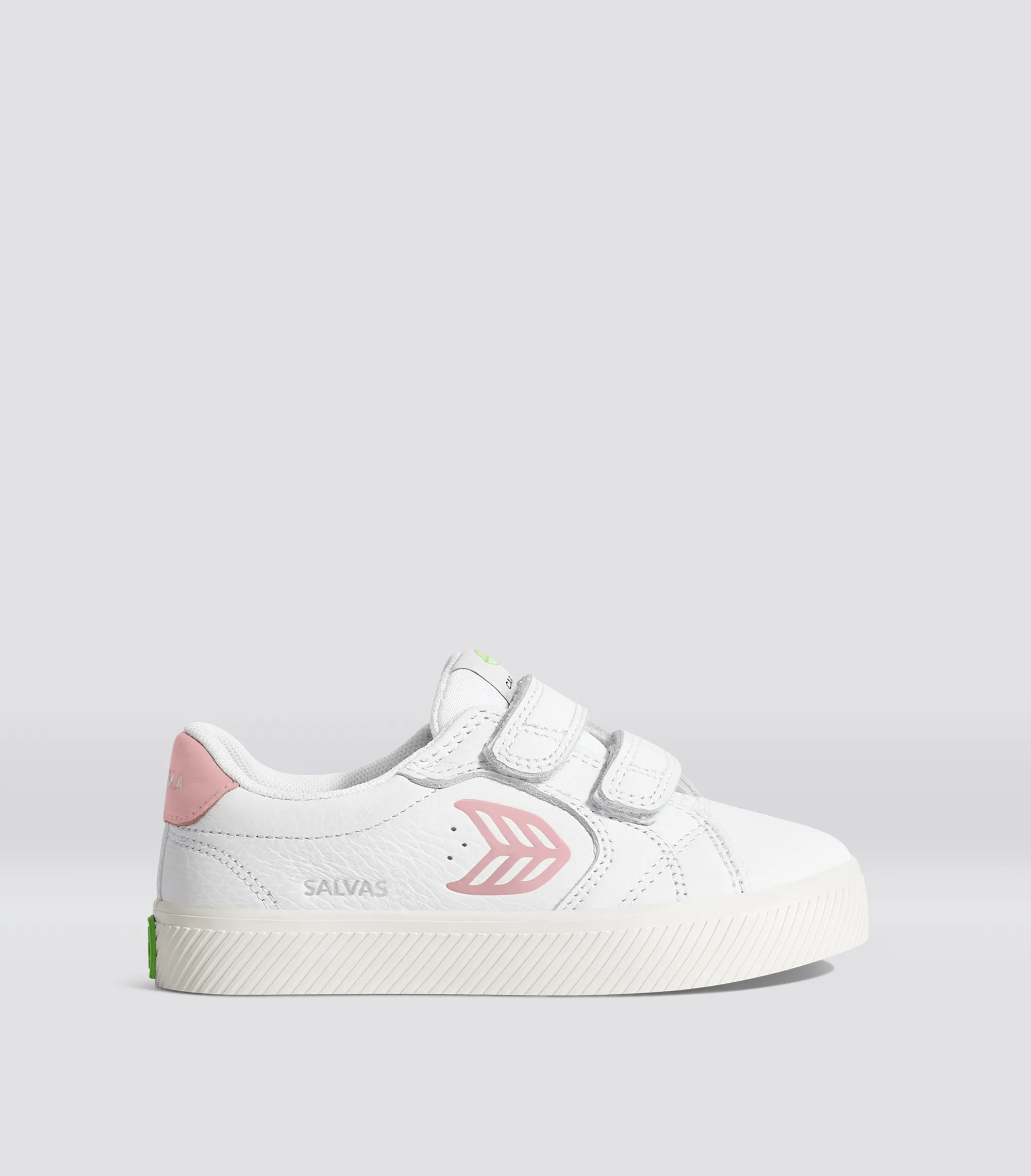 SALVAS White Premium Leather Rose Logo Sneaker Kids