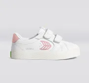 SALVAS White Premium Leather Rose Logo Sneaker Kids