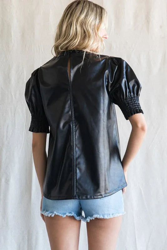 Sarah Faux Leather Top