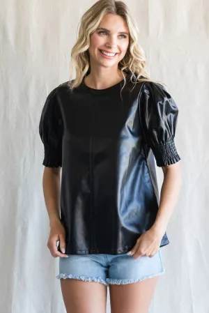 Sarah Faux Leather Top