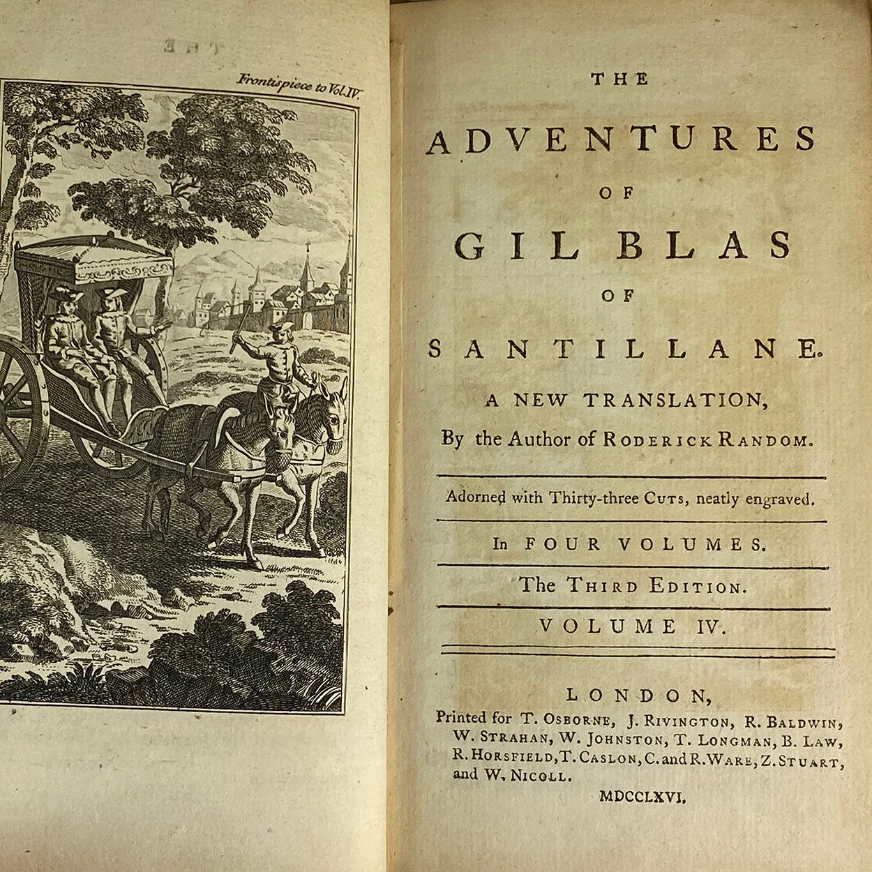 Set of Four Books: The Adventures of Gil Blas by Alain-Rene Lesage