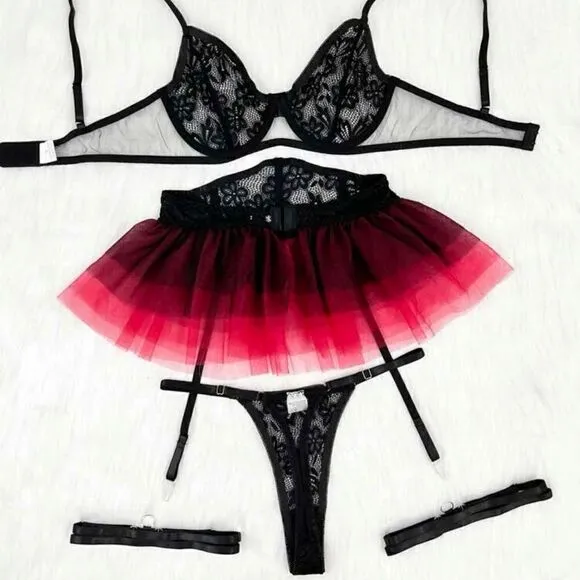 Sexy Sheer Floral Lace Lingerie Set