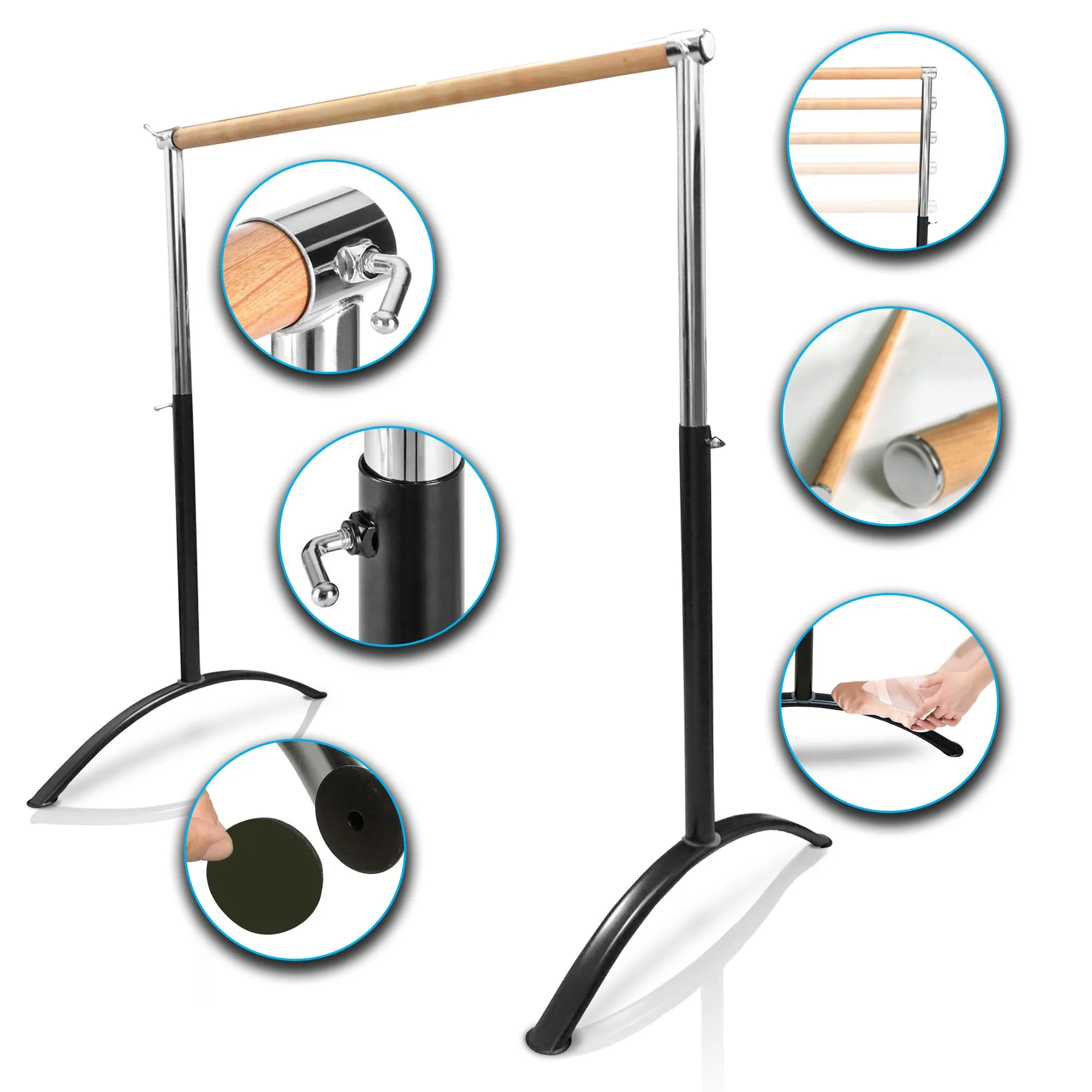 Single Bar Barre 5 or 6 Ft Long  - Curved Legs - SLEEPING BEAUTY series