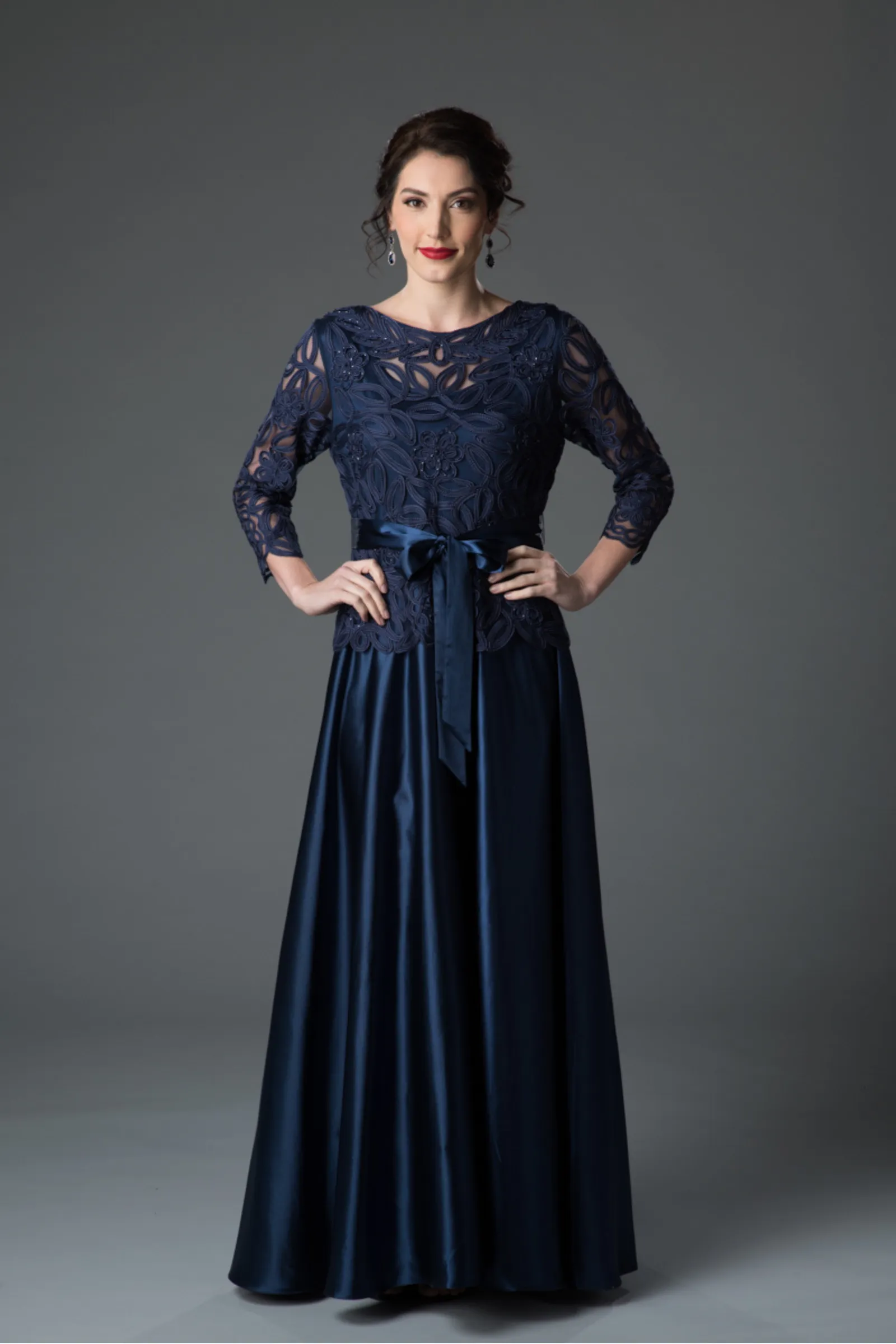 Soulmates 1601 Embroidered Lace Boat Neck Ball Gown