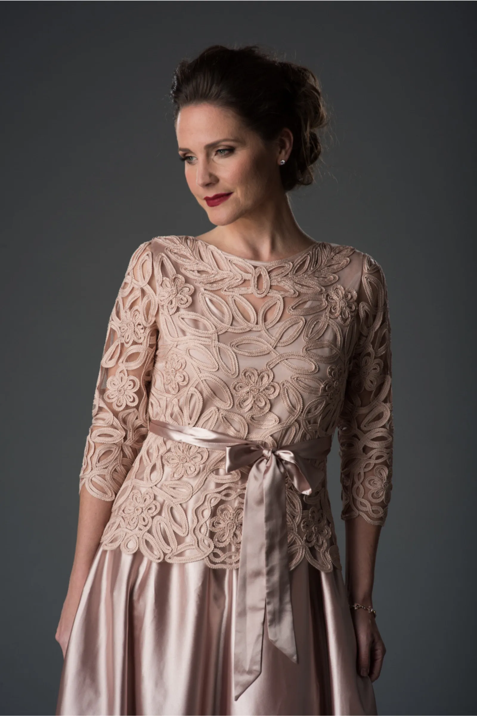 Soulmates 1601 Embroidered Lace Boat Neck Ball Gown