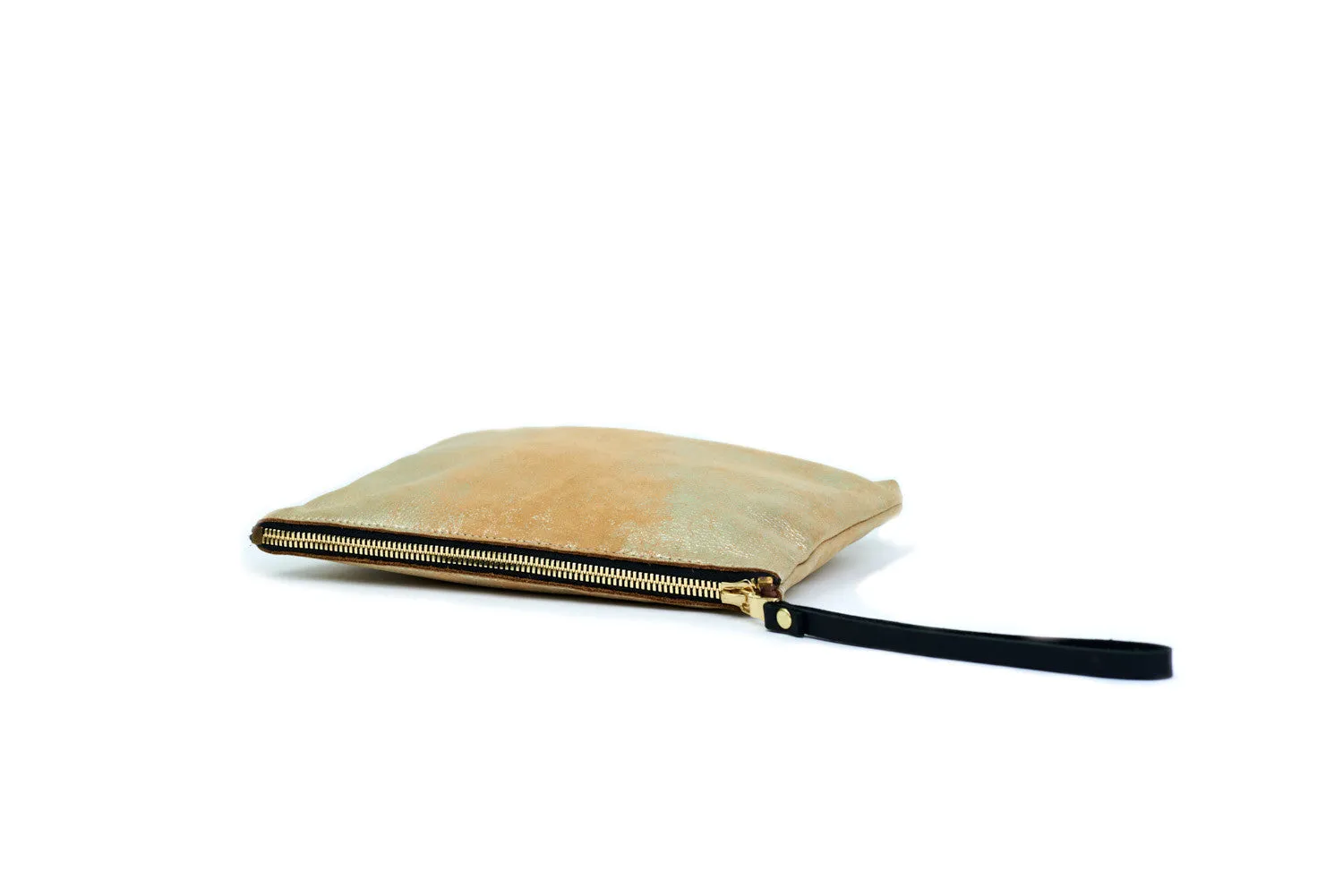 Square Leather Pouch, <BR> in Tan Gold Dust