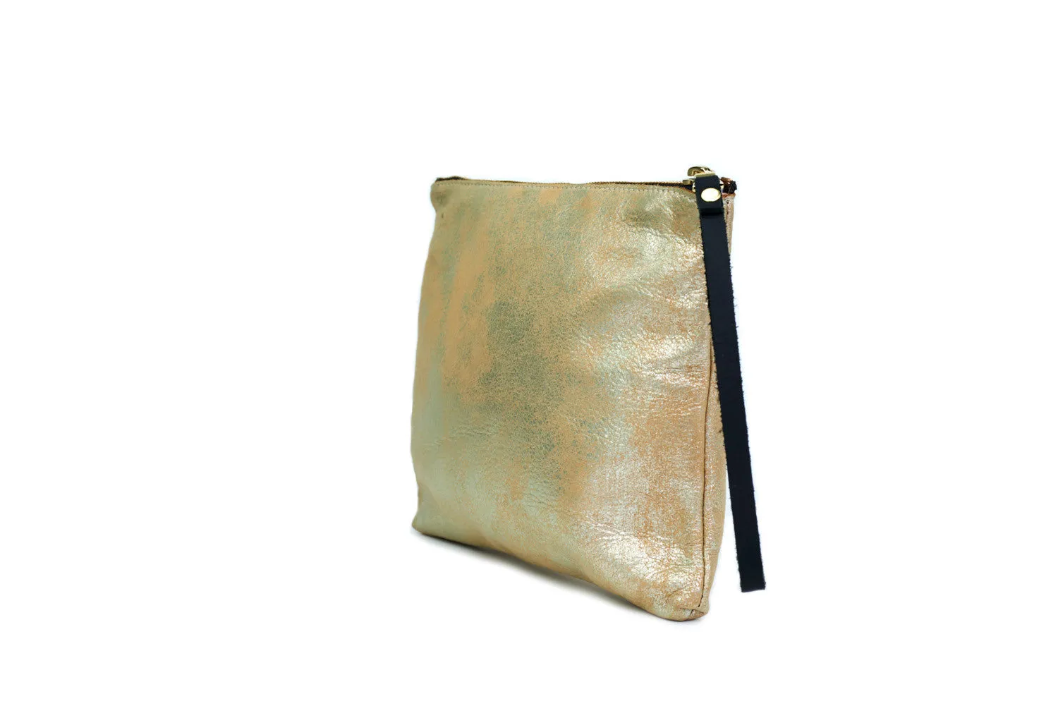 Square Leather Pouch, <BR> in Tan Gold Dust