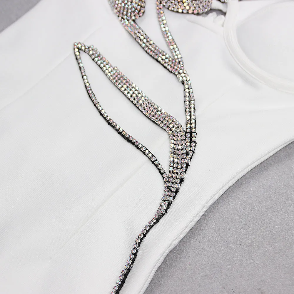 Strappy Diamente Embellished Mini Bandage Dress HL8828