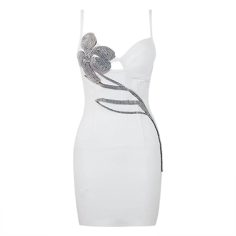 Strappy Diamente Embellished Mini Bandage Dress HL8828