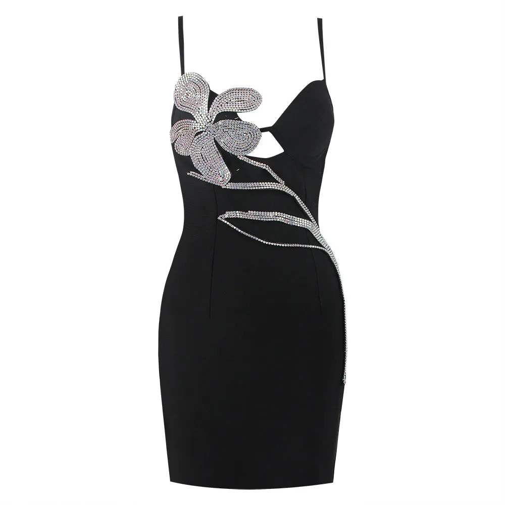Strappy Diamente Embellished Mini Bandage Dress HL8828