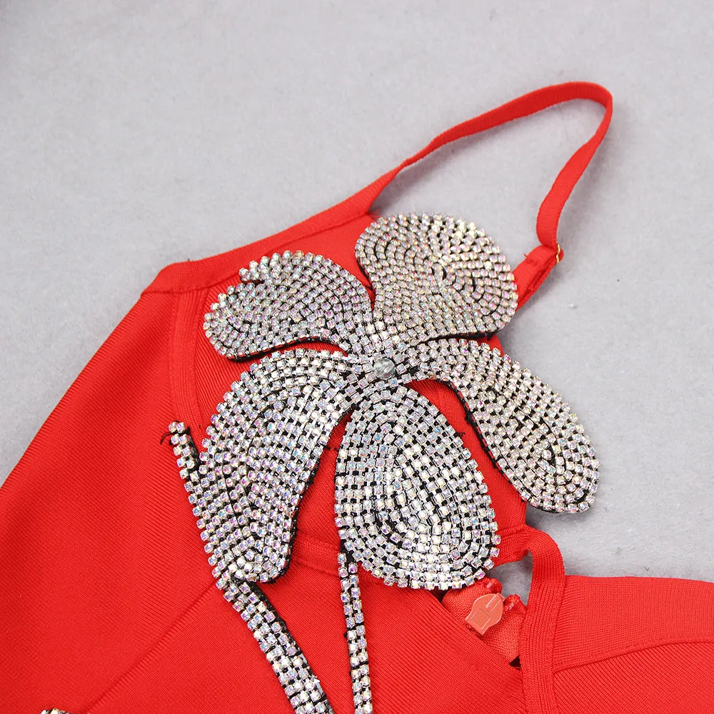 Strappy Diamente Embellished Mini Bandage Dress HL8828