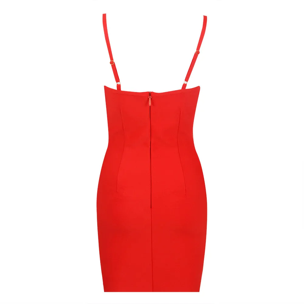 Strappy Diamente Embellished Mini Bandage Dress HL8828