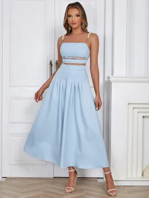 Strappy Sleeveless Pearl Strap Maxi Bodycon Set HB02620