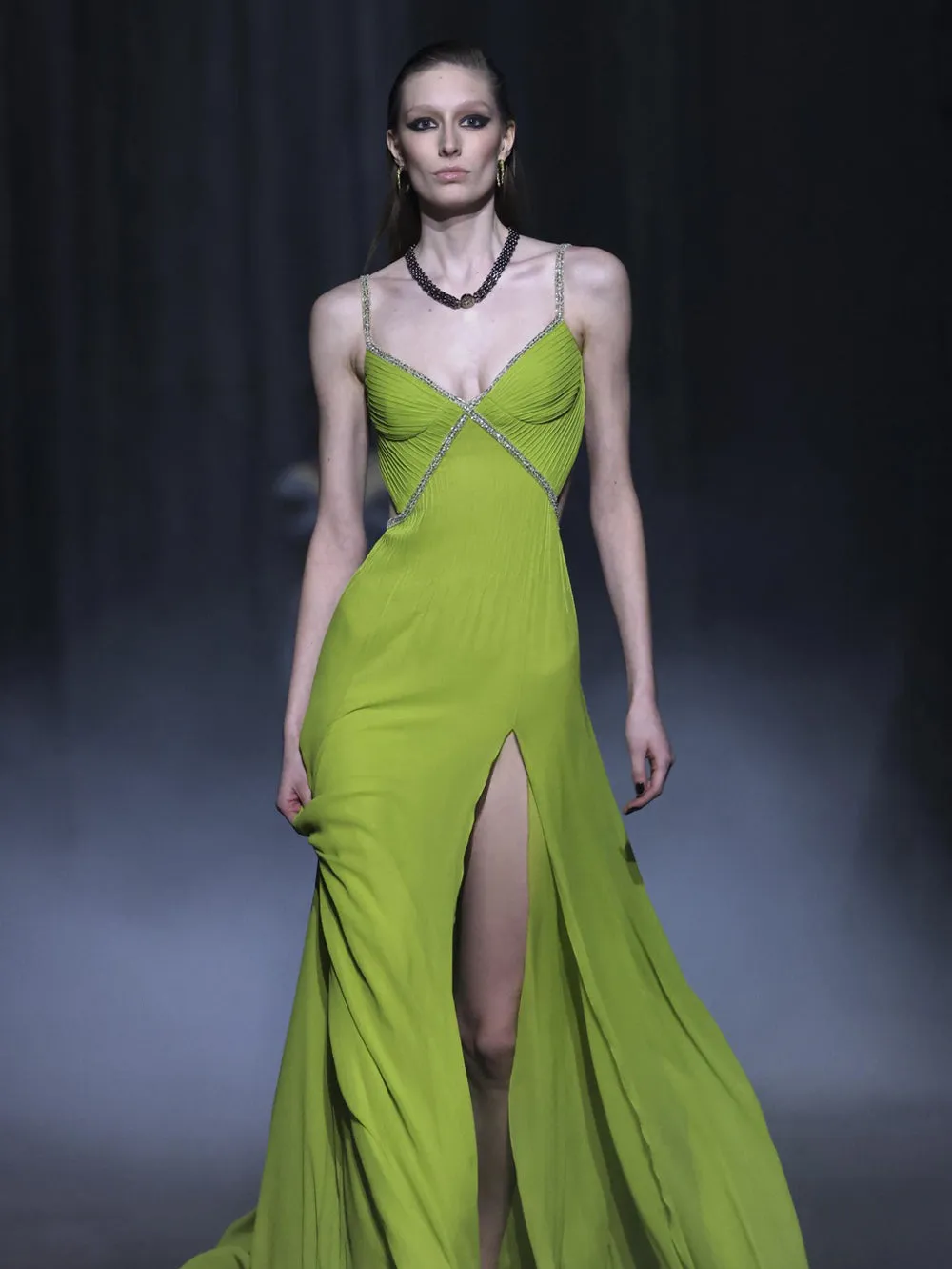 Strappy Sleeveless Rhinestone Maxi Bodycon Dress HT933