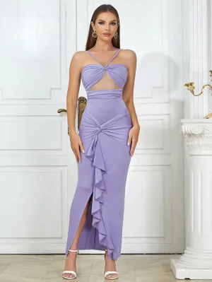 Strappy Sleeveless Ruffle Maxi Bodycon Dress HB03180
