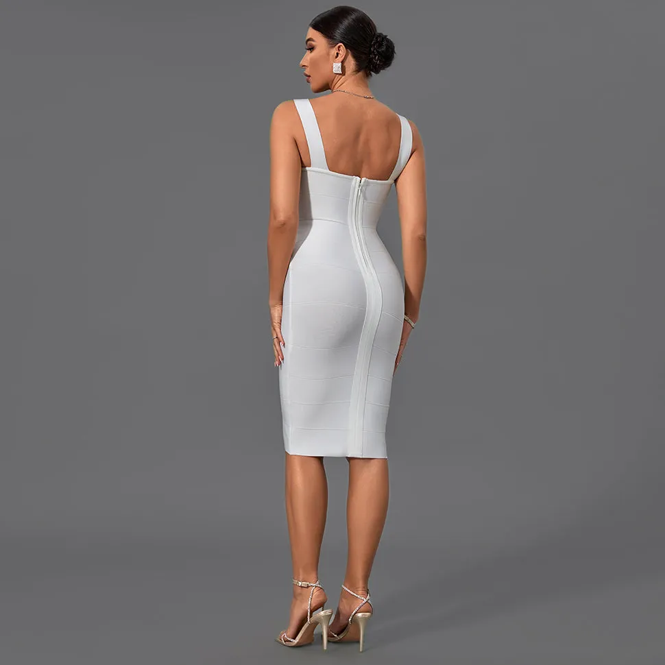 Strappy Sleeveless Striped Midi Bandage Dress