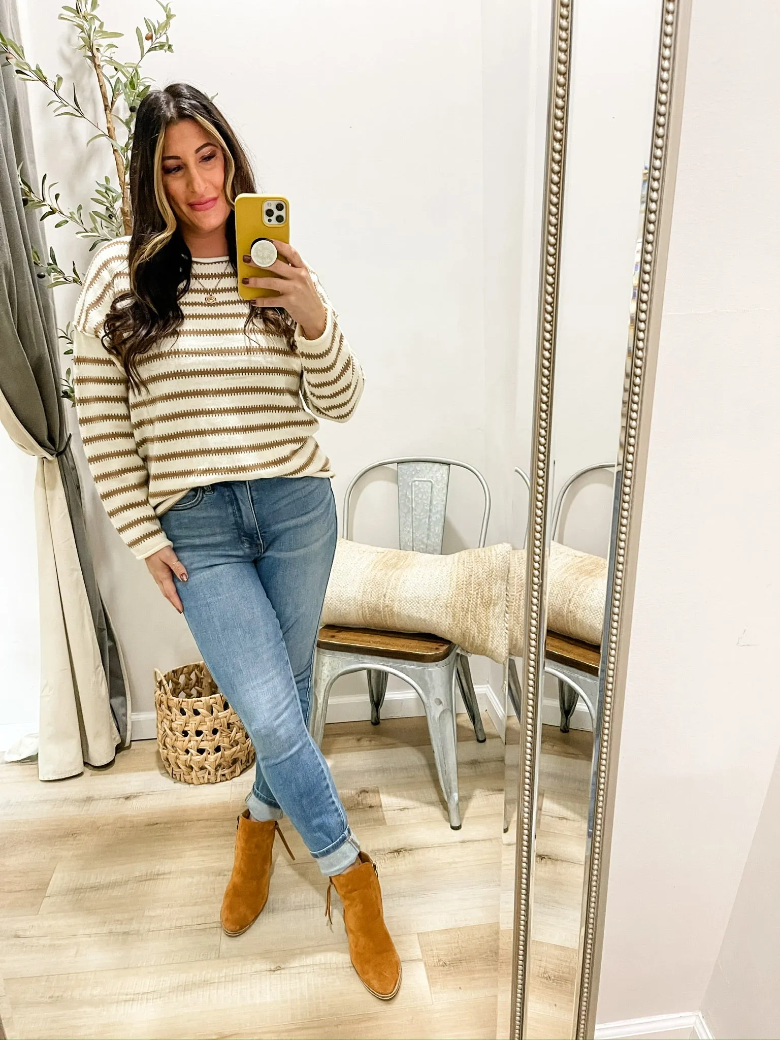 Striped Boat Neck Sweater