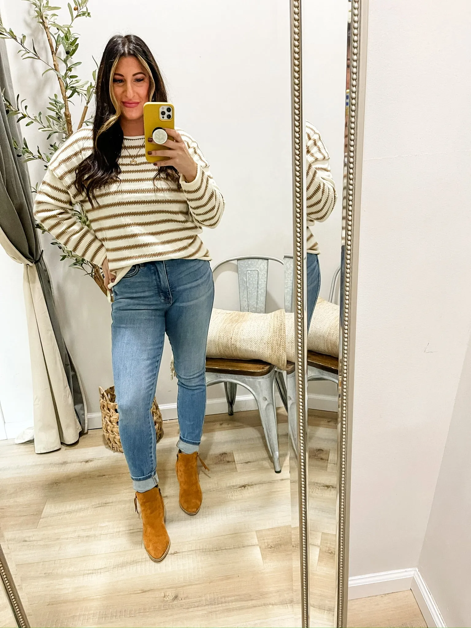 Striped Boat Neck Sweater