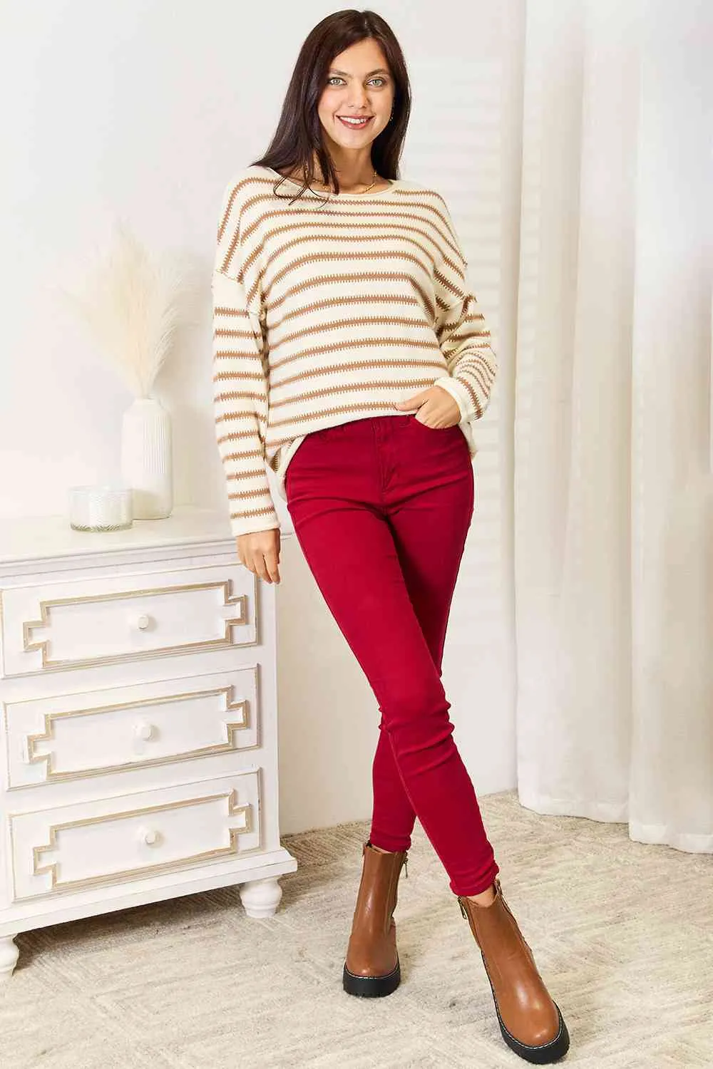 Striped Boat Neck Sweater