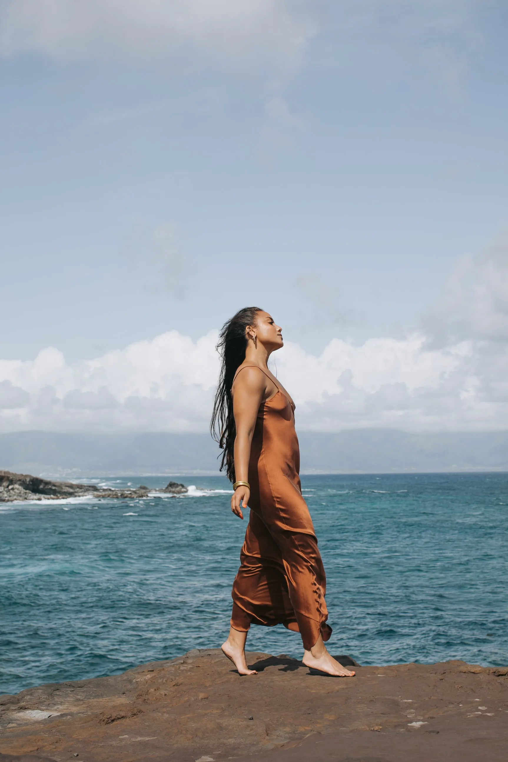 The Prairie Wildrye Slip dress in Tobacco