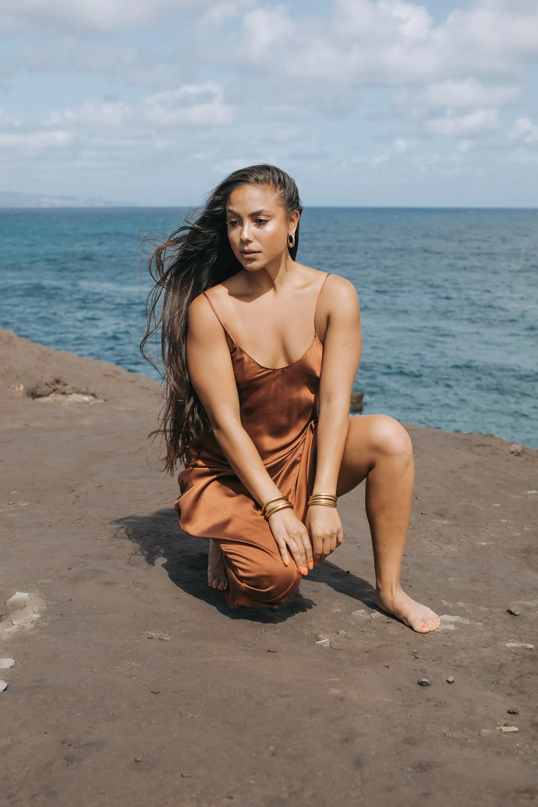 The Prairie Wildrye Slip dress in Tobacco