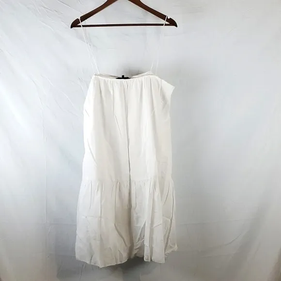 Tibi Eylet Embroidery Strappy White Cotton Dress