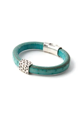 Turquoise Station Bracelet with "Leopard" Pewter Accent