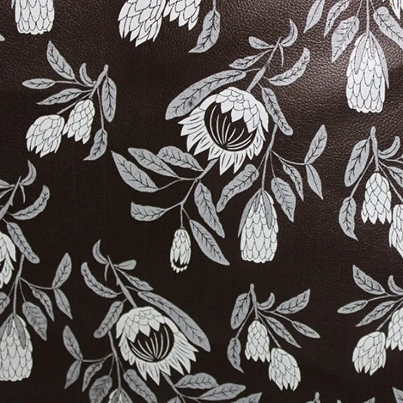Upholstery Printed Vinyl Protea Brown 140 cm