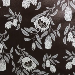 Upholstery Printed Vinyl Protea Brown 140 cm